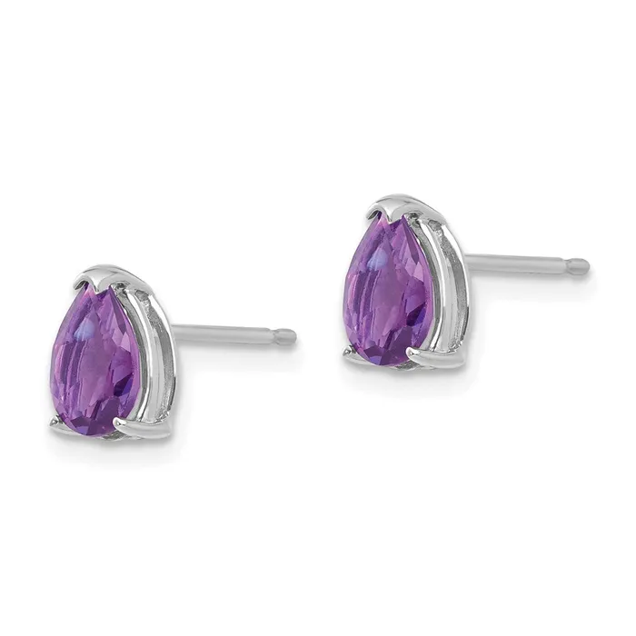 14k White Gold 7x5mm Pear Amethyst Earrings Goldia Earrings