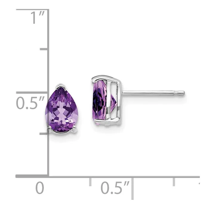 14k White Gold 7x5mm Pear Amethyst Earrings Goldia Earrings