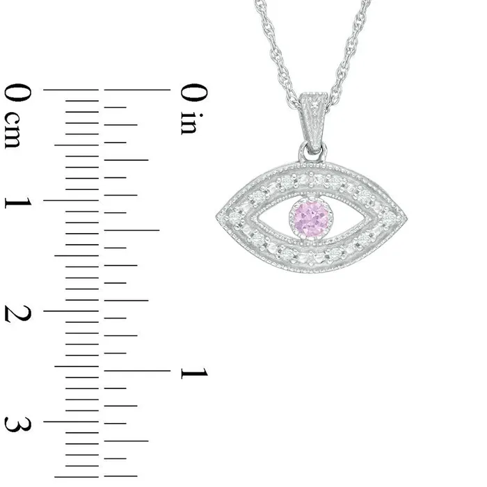 Goldia LabCreated Pink Sapphire and 01 CT TW Diamond Evil Eye Pendant in Sterling Silver Necklaces Goldia LabCreated Pink Sapphire and 01 CT TW Diamond Evil Eye Pendant in Sterling Silver Necklaces