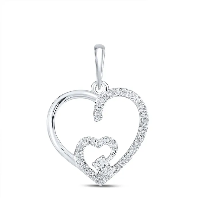 Necklaces gndatlanta 14k White Gold Round Diamond Fashion Heart Pendant 110 Cttw