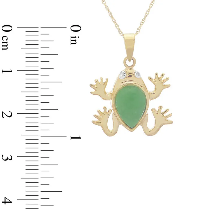 Necklaces Goldia Jade and Natural Diamond Accent Frog Pendant in 10K Yellow Gold Necklaces Goldia Jade and Natural Diamond Accent Frog Pendant in 10K Yellow Gold