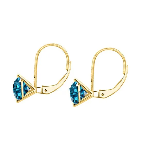 Original Maulijewels 100 Carat Natural Blue Diamond Three Prong Set Martini Leverback Earrings For Womens In 14K Solid Yellow Gold JMS always Earrings Original Maulijewels 100 Carat Natural Blue Diamond Three Prong Set Martini Leverback Earrings For Womens In 14K Solid Yellow Gold JMS always Earrings