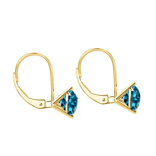 Original Maulijewels 100 Carat Natural Blue Diamond Three Prong Set Martini Leverback Earrings For Womens In 14K Solid Yellow Gold JMS always Earrings Original Maulijewels 100 Carat Natural Blue Diamond Three Prong Set Martini Leverback Earrings For Womens In 14K Solid Yellow Gold JMS always Earrings