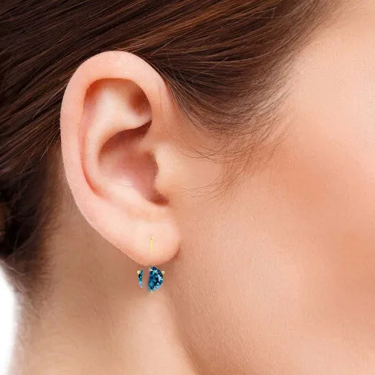 Original Maulijewels 100 Carat Natural Blue Diamond Three Prong Set Martini Leverback Earrings For Womens In 14K Solid Yellow Gold JMS always Earrings Original Maulijewels 100 Carat Natural Blue Diamond Three Prong Set Martini Leverback Earrings For Womens In 14K Solid Yellow Gold JMS always Earrings