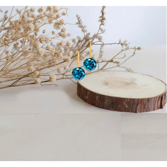 Original Maulijewels 100 Carat Natural Blue Diamond Three Prong Set Martini Leverback Earrings For Womens In 14K Solid Yellow Gold JMS always Earrings Original Maulijewels 100 Carat Natural Blue Diamond Three Prong Set Martini Leverback Earrings For Womens In 14K Solid Yellow Gold JMS always Earrings