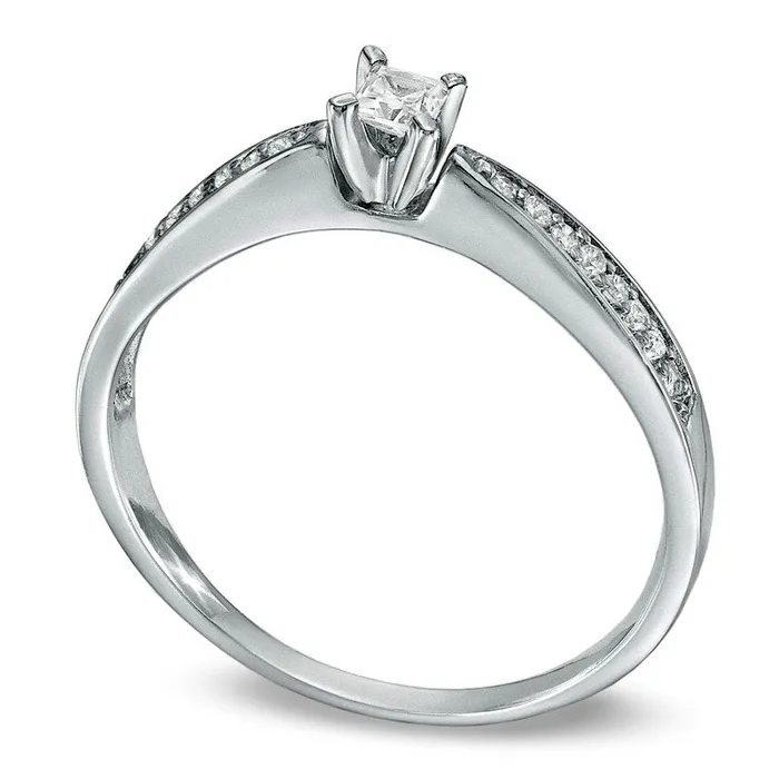 Rings 020 CT TW PrincessCut Natural Diamond Tapered Shank Promise Ring in Solid 10K White Gold Goldia Rings 020 CT TW PrincessCut Natural Diamond Tapered Shank Promise Ring in Solid 10K White Gold Goldia