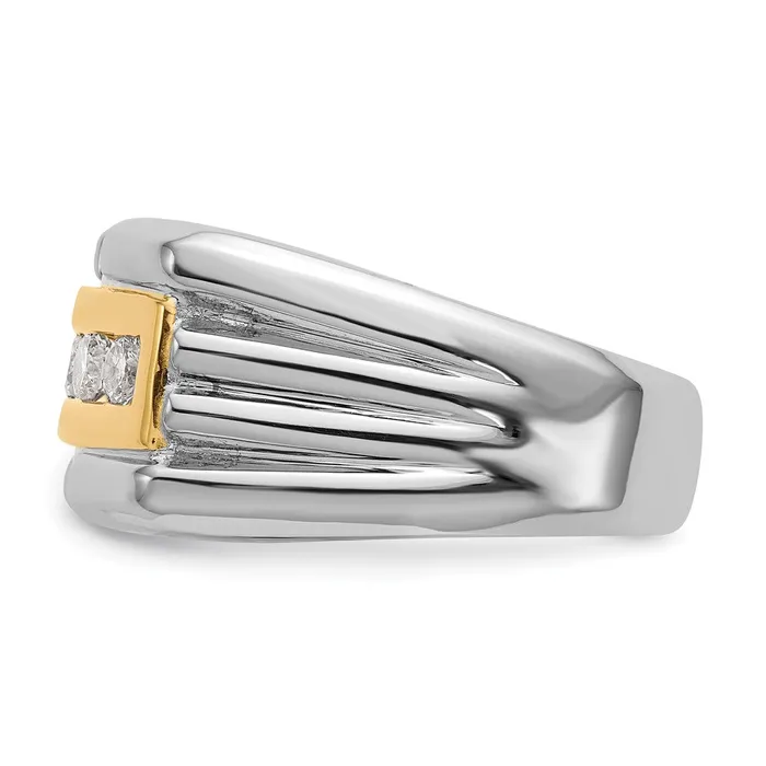 Rings 064ct CZ Solid Real 14K Yellow Gold Mens Wedding Band Ring Goldia