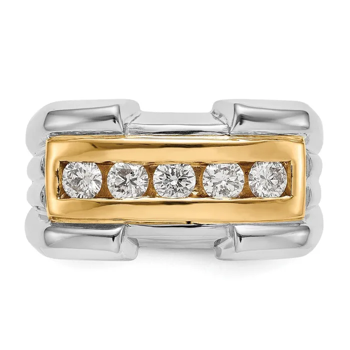 Rings 064ct CZ Solid Real 14K Yellow Gold Mens Wedding Band Ring Goldia
