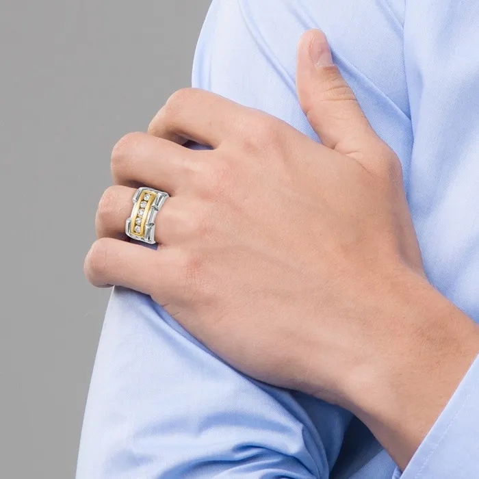 Rings 064ct CZ Solid Real 14K Yellow Gold Mens Wedding Band Ring Goldia