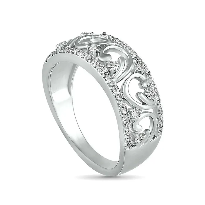 Rings Goldia 033 CT TW Natural Diamond Open Curlicue Ring in Solid 10K White Gold Rings Goldia 033 CT TW Natural Diamond Open Curlicue Ring in Solid 10K White Gold