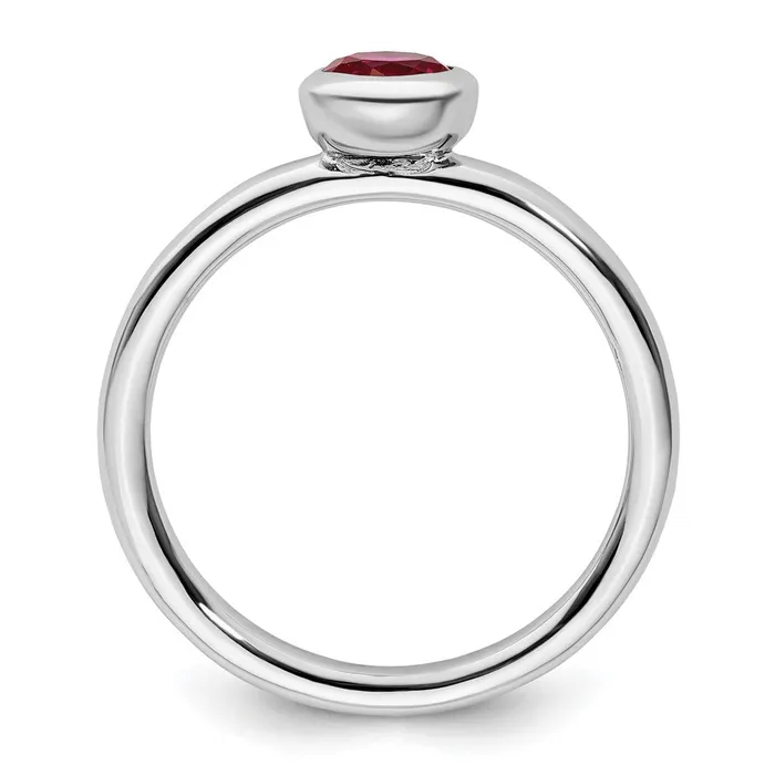 Sterling Silver Stackable Expressions Low 5mm Round Cr Ruby Ring Goldia Rings