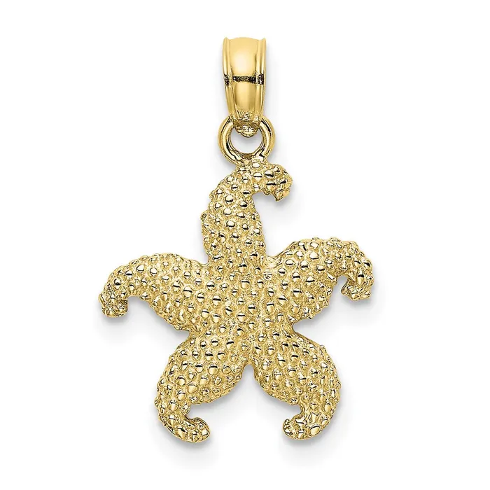10K Puffed Starfish Charm TreasureFineJewelers Charm Necklaces