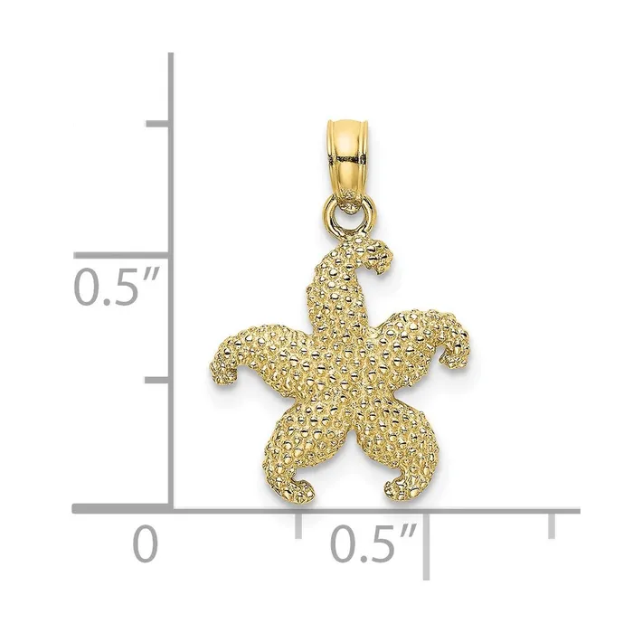 10K Puffed Starfish Charm TreasureFineJewelers Charm Necklaces
