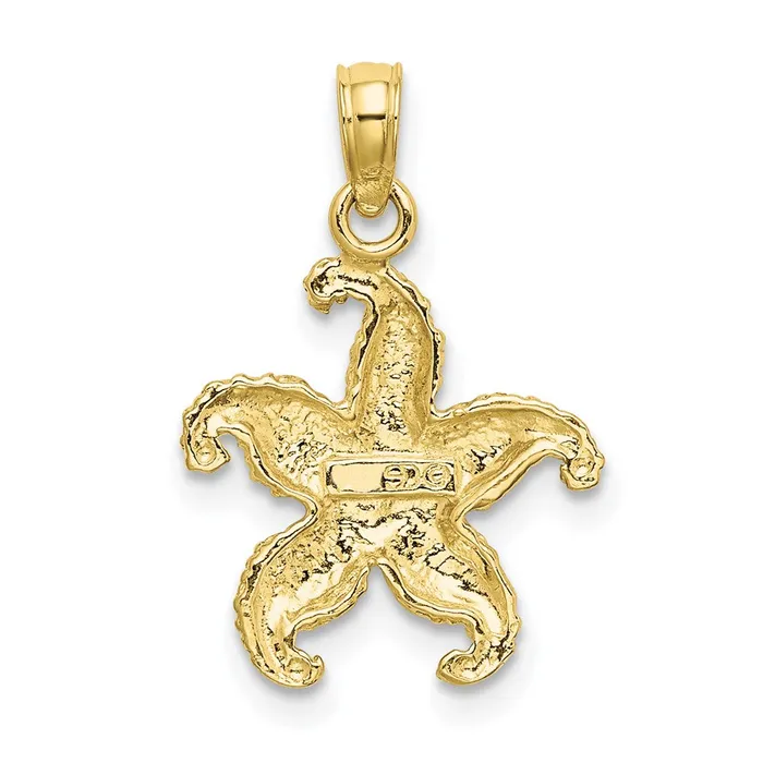 10K Puffed Starfish Charm TreasureFineJewelers Charm Necklaces