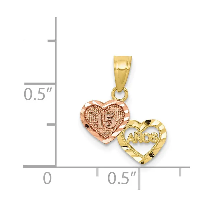 10K TwoTone Small 15 ANOS Charm TreasureFineJewelers Charm Necklaces