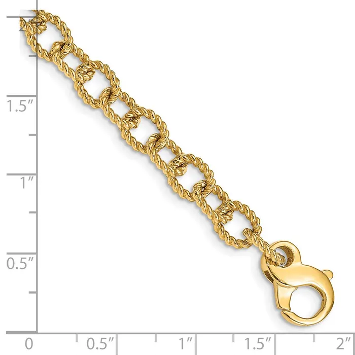 Bracelets TreasureFineJewelers 14K 75 inch 65mm Hand Polished Fancy Rope Link with Fancy Lobster Clasp Bracelet