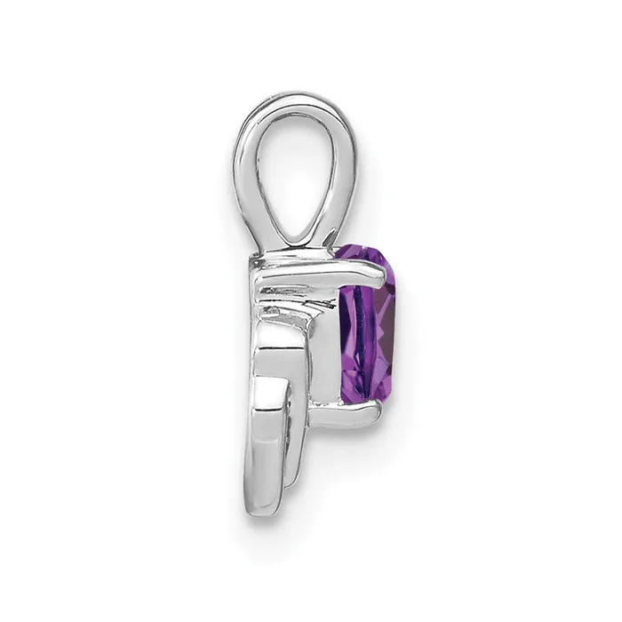 Necklaces TreasureFineJewelers 14k White Gold Amethyst and Diamond Pendant