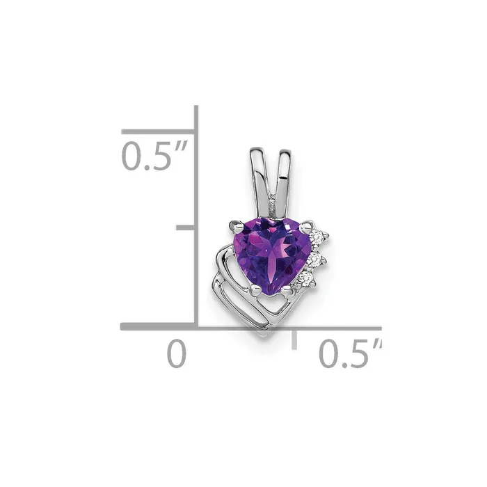 Necklaces TreasureFineJewelers 14k White Gold Amethyst and Diamond Pendant