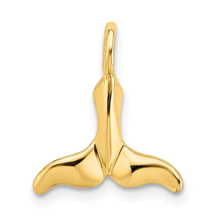 TreasureFineJewelers 14K Polished Mini Whale Tail Charm Charm Necklaces