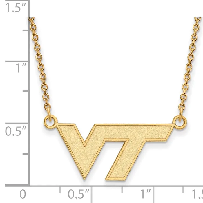 TreasureFineJewelers 14K Yellow Gold Virginia Tech Small Pendant with Necklace Necklaces