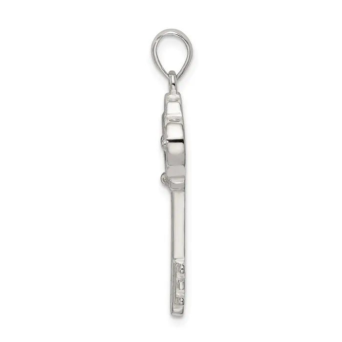 TreasureFineJewelers Necklaces Sterling Silver Polished Heart Key Pendant
