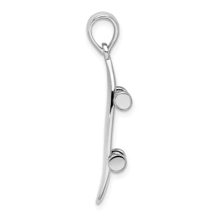 TreasureFineJewelers Necklaces Sterling Silver Polished Moveable 3D Skateboard Pendant