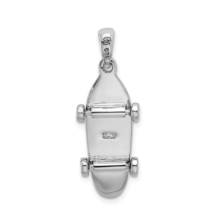 TreasureFineJewelers Necklaces Sterling Silver Polished Moveable 3D Skateboard Pendant