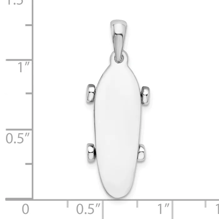 TreasureFineJewelers Necklaces Sterling Silver Polished Moveable 3D Skateboard Pendant
