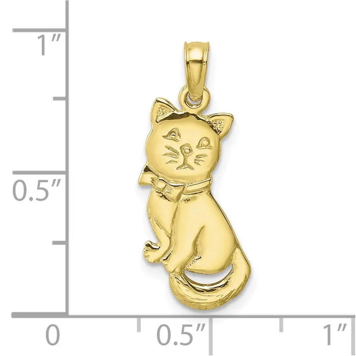 Charm Necklaces WB Choice Jewelry 10K 3D Polished Sitting Cat wBow CharmWBC10K6595 Charm Necklaces WB Choice Jewelry 10K 3D Polished Sitting Cat wBow CharmWBC10K6595
