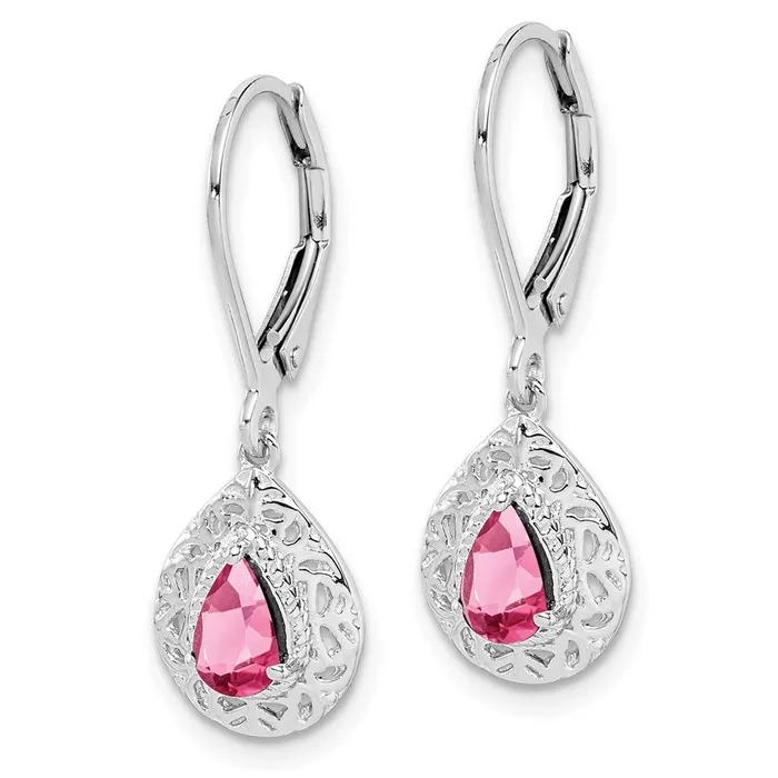 Sterling Silver Rhodiumplated Pink Tourmaline Lever Back EarringsWBCQE10017PT WB Choice Jewelry Earrings Sterling Silver Rhodiumplated Pink Tourmaline Lever Back EarringsWBCQE10017PT WB Choice Jewelry Earrings