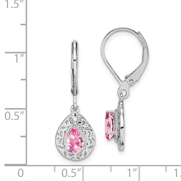 Sterling Silver Rhodiumplated Pink Tourmaline Lever Back EarringsWBCQE10017PT WB Choice Jewelry Earrings Sterling Silver Rhodiumplated Pink Tourmaline Lever Back EarringsWBCQE10017PT WB Choice Jewelry Earrings