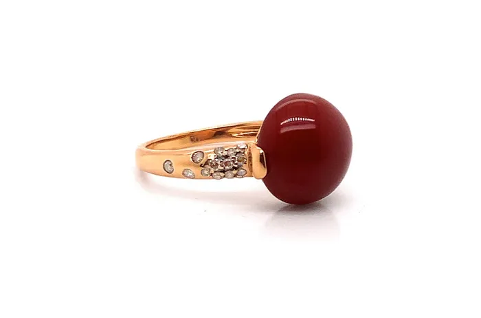Albert Hern Rings Ring 14kt Rose Gold Agate and Brown Diamonds