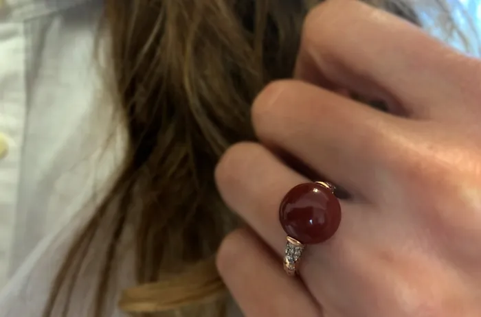 Albert Hern Rings Ring 14kt Rose Gold Agate and Brown Diamonds