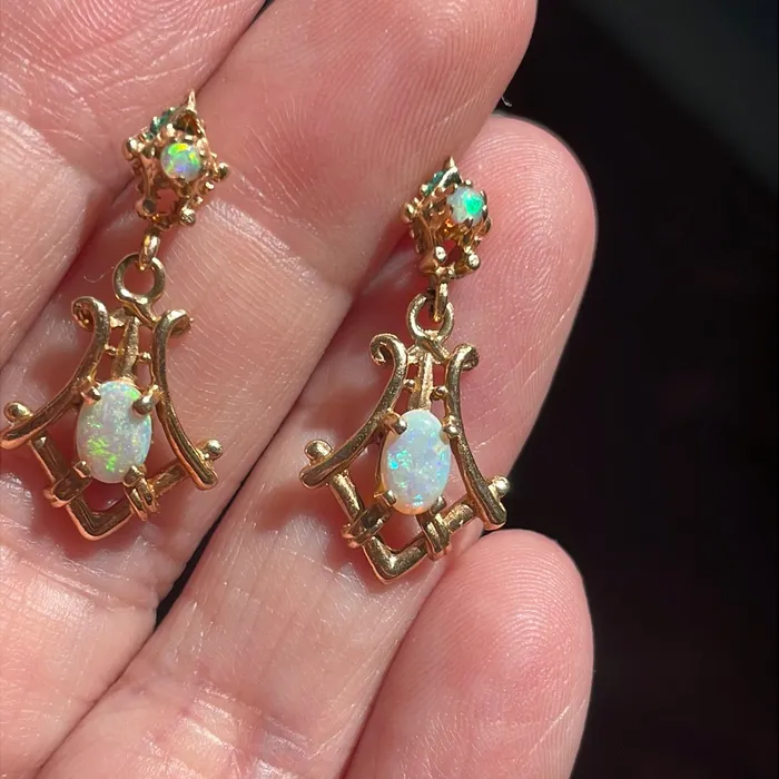 Opal Drop Earrings 14k Gold Vintage Vintage Paris Jewelry Earrings Opal Drop Earrings 14k Gold Vintage Vintage Paris Jewelry Earrings