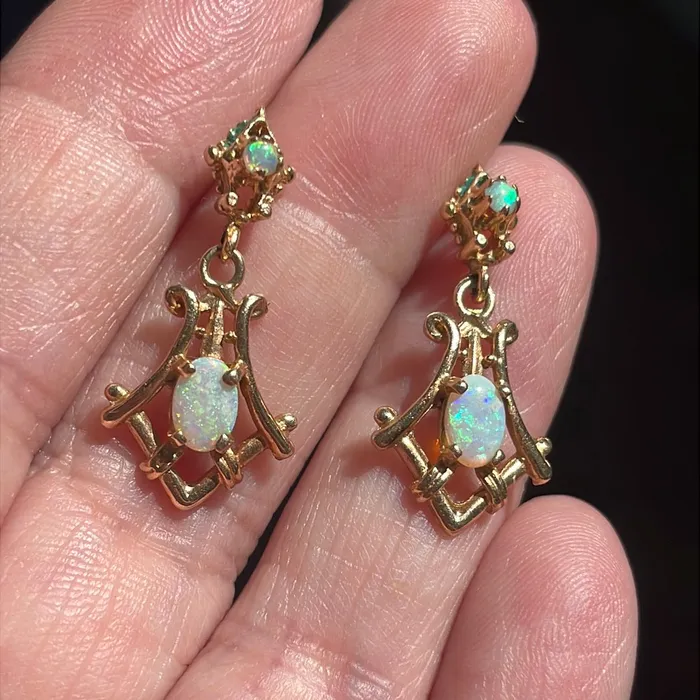 Opal Drop Earrings 14k Gold Vintage Vintage Paris Jewelry Earrings Opal Drop Earrings 14k Gold Vintage Vintage Paris Jewelry Earrings