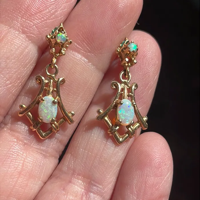 Opal Drop Earrings 14k Gold Vintage Vintage Paris Jewelry Earrings Opal Drop Earrings 14k Gold Vintage Vintage Paris Jewelry Earrings