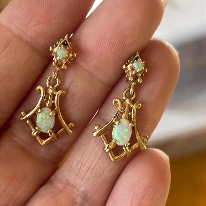 Opal Drop Earrings 14k Gold Vintage Vintage Paris Jewelry Earrings Opal Drop Earrings 14k Gold Vintage Vintage Paris Jewelry Earrings