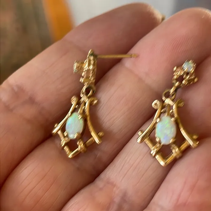 Opal Drop Earrings 14k Gold Vintage Vintage Paris Jewelry Earrings Opal Drop Earrings 14k Gold Vintage Vintage Paris Jewelry Earrings