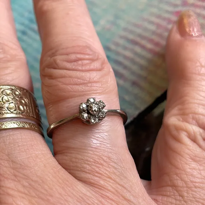 Vintage Paris Jewelry Rings Diamond Flower Ring Vintage Paris Jewelry Rings Diamond Flower Ring