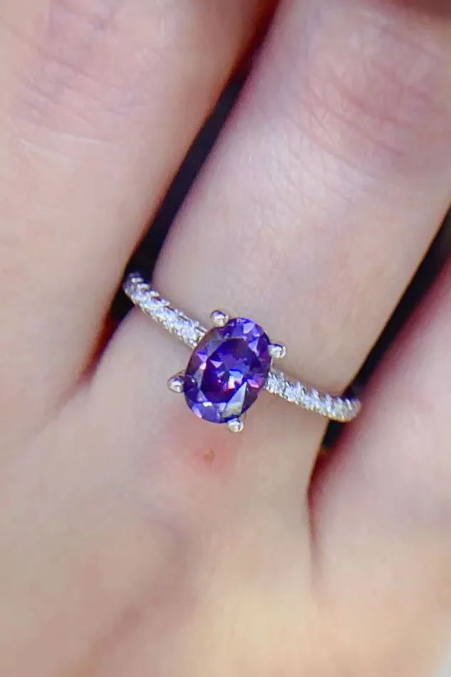1 Carat Purple Moissanite 4Prong Ring Trendsi Rings