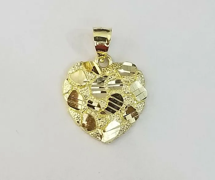 10k Yellow Gold Rope Chain Nugget Heart Charm Pendant 18 20 22 24 26 28 Gold and Diamond Necklaces