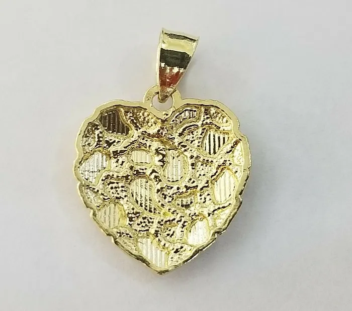 10k Yellow Gold Rope Chain Nugget Heart Charm Pendant 18 20 22 24 26 28 Gold and Diamond Necklaces
