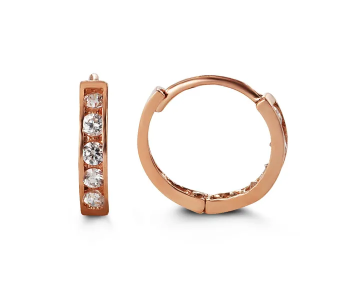 14kt Rose Gold Cubic Zirconia Childrens Huggie Hoop Earrings Independent Jewellers Earrings 14kt Rose Gold Cubic Zirconia Childrens Huggie Hoop Earrings Independent Jewellers Earrings