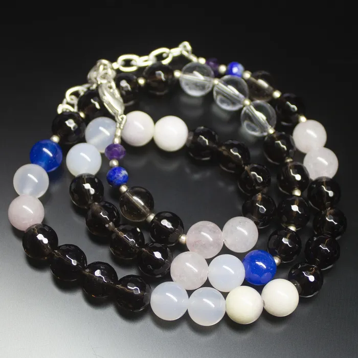 Beads Supplies USA Necklaces Ready to wear Natural Multi Gemstone Plain Round Loose Gemstone Beaded Necklace