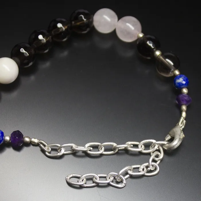 Beads Supplies USA Necklaces Ready to wear Natural Multi Gemstone Plain Round Loose Gemstone Beaded Necklace