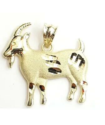 Charm Necklaces Gold and Diamond 10K Yellow Gold GOAT charm pendant Real 1 10K Charm Necklaces Gold and Diamond 10K Yellow Gold GOAT charm pendant Real 1 10K
