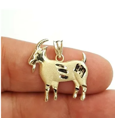 Charm Necklaces Gold and Diamond 10K Yellow Gold GOAT charm pendant Real 1 10K
