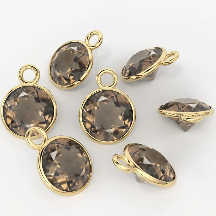 Charm Necklaces Jalvi Co Smoky Quartz 14k Solid Gold Charm 456mm Natural Brown Gemstone Pendant 2pc Charm Necklaces Jalvi Co Smoky Quartz 14k Solid Gold Charm 456mm Natural Brown Gemstone Pendant 2pc