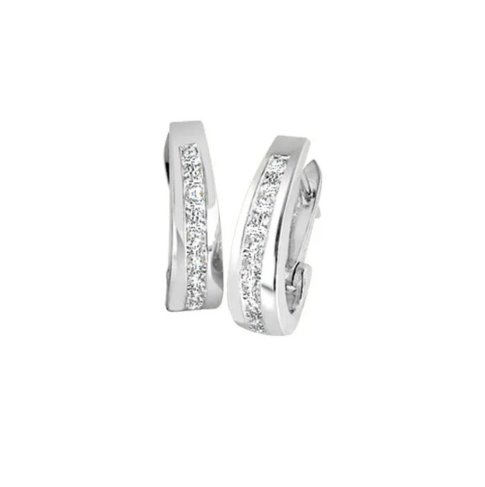 Earrings Independent Jewellers 10kt White Gold 015cttw Channel Set LabGrown Diamond Oval Hoop Earring Earrings Independent Jewellers 10kt White Gold 015cttw Channel Set LabGrown Diamond Oval Hoop Earring