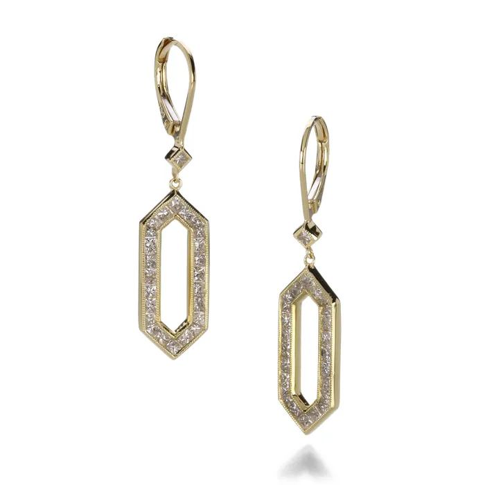Earrings Sethi Couture Princess Cut Diamond Hexagon Earrings